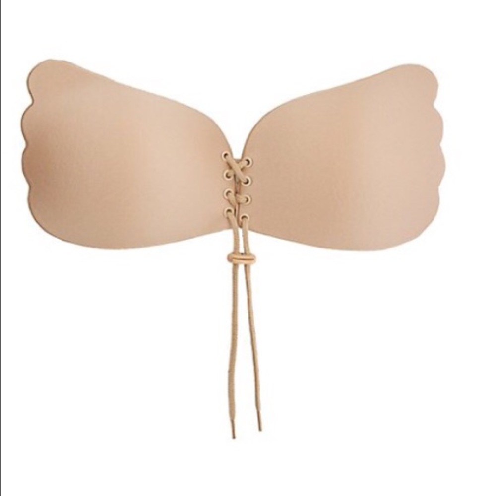 Nude Adhesive Lace Up Backless Bra